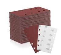 ZEHIQ Lot de 100 feuilles abrasives - 93 mm x 185 mm - Grain 80 - 8 trous - Papier de verre avec velcro - Différents accessoires - Matériaux pour ponceuse orbitale