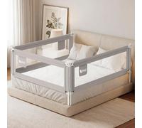 ZEHNHASE Barrière de Lit Bébé et Enfant Antichute 1 Côté (200cm, Gris) | Réglable d'une seule main, sans espace barrière et le matelas, poche latérale pratique, pour bébés, tout-petits aux enfants