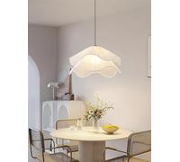 ZEHUILT Suspension moderne en tissu, plafonnier à pétales crème, lustre à fleurs de ferme à 2 niveaux, pour salon salle à manger chambre à coucher cuisine îlot restaurant café,50CM