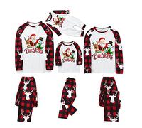 Zeiayuas 2023 Combinaison Pyjama Famille Pyjamas De Noël Chrismas Vêtements Doublés De Nuit Costume De Maison avec Wapiti Pyjama Pere Noel Imprimé Xmas Pyjamas Papa Maman Enfants Bébé