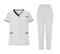 Zeiayuas 2025 Ensemble Uniformes Unisexe Blouse - Uniforme Médical avec Haut et Pantalon Tenue Aide Soignante Professionnelle Vêtement médical avec Poches