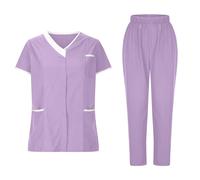 Zeiayuas 2025 Ensemble Uniformes Unisexe Blouse - Uniforme Médical avec Haut et Pantalon Tenue Aide Soignante Professionnelle Vêtement médical avec Poches