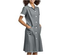 Zeiayuas 2025 Tunique Médicale Femmes Soldes Robe Blouse Medicale Femme Col en V Banche Manches Courtes Uniforme de Travail Blouses Infirmiere Femme Professionnelle Uniforme D'Infirmière de Travail