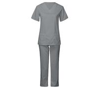 Zeiayuas Ensemble Uniformes Femme Blouse Uniforme Médical avec Haut et Pantalon Haut et Pantalons + Blouse Medicale Femme Manches Courtes Couleur Unie Tenue Aide Soignante Professionnelle 2024