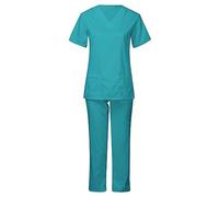Zeiayuas Ensemble Uniformes Femme Blouse Uniforme Médical avec Haut et Pantalon Haut et Pantalons + Blouse Medicale Femme Manches Courtes Couleur Unie Tenue Aide Soignante Professionnelle 2024