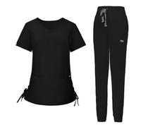 Zeiayuas Ensemble Uniformes Femme Blouse Uniforme Médical avec Haut et Pantalons + Blouse Medicale Tenue Aide Couleur Unie Soignante Professionnelle Blouse Estheticienne Professionnelle 2024