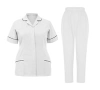 Zeiayuas Ensemble Uniformes Unisexe Blouse - Uniforme Médical avec Haut et Pantalon éLastique D'InfirmièRe Tenue Aide Soignante Professionnelle MéDical Blouse