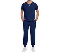Zeiayuas Ensemble Uniformes Unisexe Blouse - Uniforme Médical avec Haut et Pantalon Manche Courte Tenue De Travail Blouse Estheticienne Professionnelle Pharmacie Infirmière Uniforme Médicale Ensemble