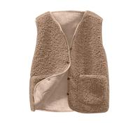 Zeiayuas Gilet Femme Court Fausse Hiver Fourrure Manteau Col Debout sans Manches Cardigan Imitation Fourrure Hiver Pas Cher Grande Taille Laine Élégant Casual Mode Outerwear 2023