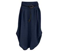 Zeiayuas Jupe En Coton Et Lin Femme été Décontractée Couleur Unie Taille Haute Minceur mi Longueur Ligne lâche Jupe Plissée Chic et Elegant Robes De Soie Plage 2024