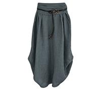 Zeiayuas Jupe En Coton Et Lin Femme été Décontractée Couleur Unie Taille Haute Minceur mi Longueur Ligne lâche Jupe Plissée Chic et Elegant Robes De Soie Plage 2024