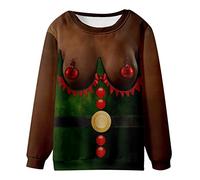 Zeiayuas Pull De Noël Moche Pour Hommes Imprimé En 3D Sweat-Shirt À Manches Longues Pull De Noël Moche Vêtements Cadeaux 2023