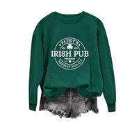 Zeiayuas Pull Saint-Patrick pour Femme Vert Laid Shamrock Imprimé Chemisier Sweatshirt Costume Carnaval sans Capuche Confortable Manches Longues Décontracté Tunique Col Rond Fête Rassemblement 2024