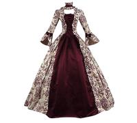 Zeiayuas Robe Médiévale Femme avec Manches Trompette Rétro Reine Femme Robe Victorienne Médiévale Renaissance Gothique Maxi Carnaval Halloween Cosplay Grandes Tailles Fête Princesse Costume Longue