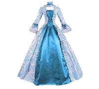 Zeiayuas Robe Médiévale Femme avec Manches Trompette Rétro Reine Femme Robe Victorienne Médiévale Renaissance Gothique Maxi Carnaval Halloween Cosplay Grandes Tailles Fête Princesse Costume Longue