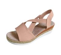 Zeiayuas Sandales Compensées de Sport pour Femme Sandale de Marche Compensées D'été Sandales à Bout Ouvert Semelle Tissée Chaussures de Plage de Marche en Plein Air Confortables Pas Cher