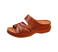 Zeiayuas Sandales Pantoufles Été Femme Sandales Croisées pour Femme Sexy Creux High Heels Bout Ouvert Compensées Plateforme Pantoufles Couleur Unie Pas Cher