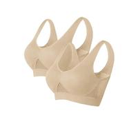 Zeiayuas Soutien-Gorge Sport Femme Lot de 2 sans Armatures Soutien-Gorge de Sport Femme Brassière avec Coussinets Amovibles pour Yoga Course Fitness Confortable Grande Taille