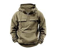 Zeiayuas Sweat-Shirts Tactiques pour Hommes Automne Hiver Pulls à Capuche Cargo à Fermeture éclair Quart Sweat-Shirt à Capuche Tactique Vestes Manches Longues De Sport D'entraînement Pulls