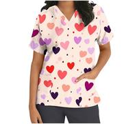 Zeiayuas Uniforme Medical Femme Tunique Blouse Médicale Femme Col en V Manche Courte Uniforme De Travail Blouse Infirmiere Tenue Aide Soignante Professionnelle