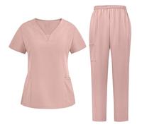 Zeiayuas Uniforme Médicale Unisexes Ensemble élasthanne Tenue Aide Soignante Esthétique Infirmière Uniforme Médicale Ensemble Médical Unisexe Professionnelle Soignante Vêtement Médical avec Poches