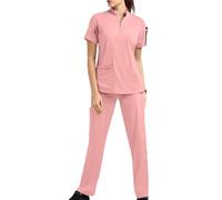 Zeiayuas Uniforme Médicale Unisexes Ensemble: Haut et Pantalons + Blouse Medicale Femme/Homme - Tenue Aide Soignante Professionnelle Infirmière Esthétique Uniforme médical