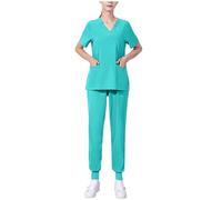 Zeiayuas Uniforme Médicale Unisexes Ensemble Haut et Pantalons + Blouse Medicale Femme/Homme Vêtements de Travail Uniformes Tenue Aide Soignante Professionnelle Infirmière Esthétique Uniforme médical