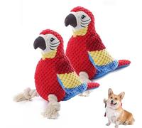 ZEID Squeaky Dog Toys, Parrot Interactive Dog Toys for Companionship, Comes with A Teething Knot and is Washable, Puppy Toys with Squeaker & Crinkle Tail & Rope Feet, Suitable for Pets of (2 PCS)