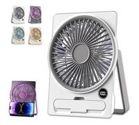 ZEID Ultra Slim Card USb Rechargeable Mini Fan, Hanging Standing Ultra-Quiet Portable Mini Use Desk Fan 180° Tilt Folding, for Students and Travelers (White)
