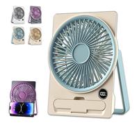 ZEID Ultra Slim Card USb Rechargeable Mini Fan, Hanging Standing Ultra-Quiet Portable Mini Use Desk Fan 180° Tilt Folding, for Students and Travelers (Blue)