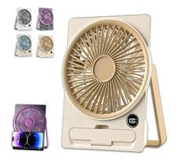 ZEID Ultra Slim Card USb Rechargeable Mini Fan, Hanging Standing Ultra-Quiet Portable Mini Use Desk Fan 180° Tilt Folding, for Students and Travelers (Khaki)