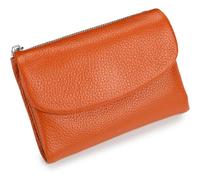 ZEID Unisex Pebble Leather Wallet, Genuine Leather Wallets with Credit Card Holder, Coin Holder & Cash Slots, Multicolor for Men & Women (Orange)