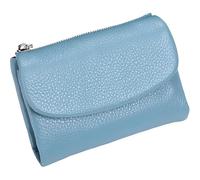 ZEID Unisex Pebble Leather Wallet, Genuine Leather Wallets with Credit Card Holder, Coin Holder & Cash Slots, Multicolor for Men & Women (Linen Blue)