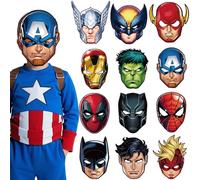ZeiLaBang Kakadi Lot de 12 masques de super-héros, masque de cosplay, masque Batman, décoration de fête d'anniversaire, masques de fête pour enfants, adultes pour mascarade