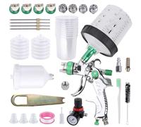 Zeinlenx HVLP Pistolet pulvérisateur avec 10 gobelets de peinture jetables de 600 ml, kit de pistolet pulvérisateur avec 4 buses, 1,4/1,7/2,0/2,5 mm, pistolet pulvérisateur avec régulateur de