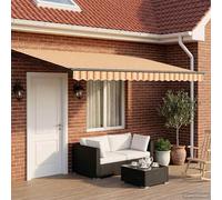 Zeiquah Auvent électrique extensible 5 x 3 m avec éclairage LED et capteur météo, cadre en aluminium, tissu résistant aux intempéries, idéal pour terrasse, balcon, jardin, pergola, avec bras articulé