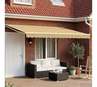 Zeiquah Auvent électrique extensible jaune, gris, blanc, 5 x 3 m, avec protection UV, cadre en aluminium, télécommande, bras articulé pour jardin, terrasse, balcon, pergola et brise-vue