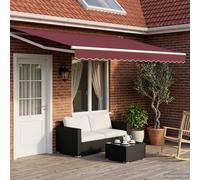 Zeiquah Auvent électrique extensible rouge bordeaux 5 x 3 m avec éclairage LED et capteur météo, cadre en aluminium, résistant aux intempéries, idéal pour terrasse, balcon, jardin, pergola, protection
