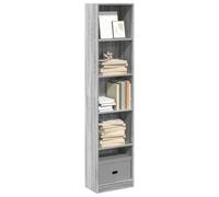 Zeiquah Bibliothèque grise Sonoma - 40 x 24 x 176 cm - En bois - Rangement pour salon, bureau, couloir, chambre d'enfant - Avec compartiments ouverts et support mural stable