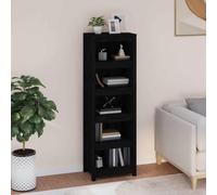 Zeiquah Bibliothèque noire 50 x 35 x 154 cm en pin massif avec beaucoup d'espace de rangement, étagère murale et debout pour bureau, salon, chambre d'enfant, couloir, idéale pour le rangement et la
