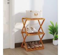 Zeiquah Étagère pliante à 3 étages - Marron - 43 x 31 x 63 cm - En bois d'acacia - Étagère murale - Séparateur de pièce - Étagère de rangement