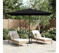 Zeiquah Parasol de jardin 200 x 300 cm en polyester noir avec protection UV, design coupe-vent, baleines pliables, cadre en acier revêtu par pulvérisation, facile à utiliser, idéal pour terrasse