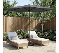 Zeiquah Parasol de jardin - 270 x 270 cm - En polyester - Angle droit - Résistant aux UV - Pour terrasse, balcon, jardin - Avec support en acier stable et ouverture push up pratique
