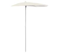 Zeiquah Parasol demi-rond avec mât, 180 x 90 cm, couleur sable, en polyester, résistant aux UV, pour terrasse, balcon, jardin et plage avec protection contre le vent et fonction d'inclinaison