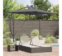 Zeiquah Parasol Sand x x polyester aluminium résistant aux UV avec lumières solaires LED pour balcon, jardin, terrasse, pare-soleil, coupe-vent, réglable, durable, design moderne