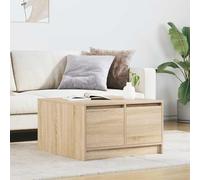 Zeiquah Table basse avec tiroirs en chêne Sonoma 70,5 x 70 x 40 cm Table d'appoint avec espace de rangement et étagère pour salon, salon, chambre d'amis, groupe de sièges, idéale pour les magazines