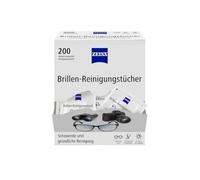 ZEISS Lot de 200 lingettes de nettoyage alcoolisées pour un nettoyage en douceur et en profondeur de vos lunettes. Chaque chiffon est emballé individuellement. Idéal pour les voyages ou les voyages