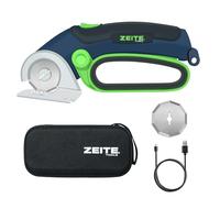 Zeite Coupe-carton électrique sans fil 4 V avec 1 lame de rechange, 1 boîte de rangement, 1 câble rechargeable USB, cutter électrique, cutter rotatif pour boîte, tissu, tapis, tissu, facile à tenir et