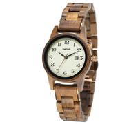 Zeitholz Montre Bois, Femme, analogique, à Quartz, Collection Leuben 36 mm, 100% Bois Naturel avec Mouvement à Quartz Japonais et Bracelet en Cuir Gratuit (Bois d'acacia)