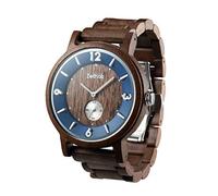 Zeitholz Montre en Bois pour Homme - Model Schmiedeberg, Fait-Main avec Bois de Noyer et Un Mouvement à Quartz - Montre Analogique Légère